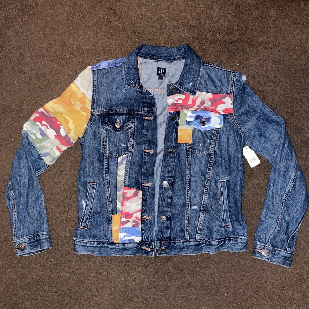 Gap Icon Denim Jacket with Camo Patchwork